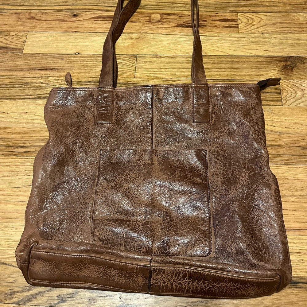 Vintage Brown Leather Men's Tote